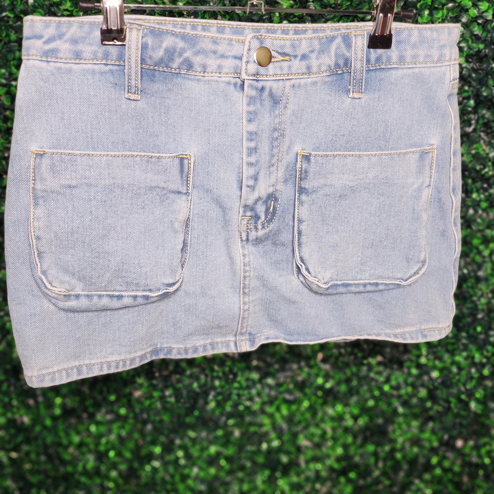 PrettyLittleThing Light Blue Denim Mini Skirt